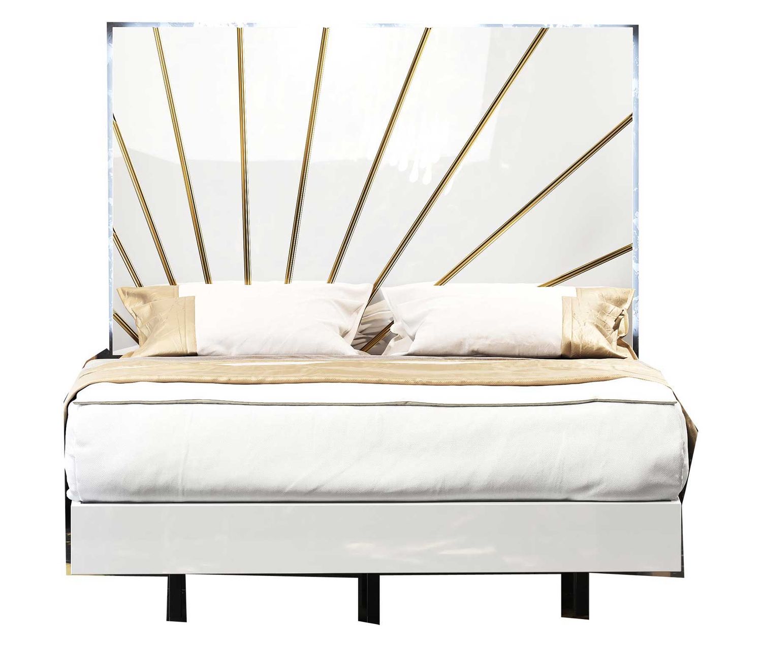 Oro - Bed With Light, Color: White, Size: King