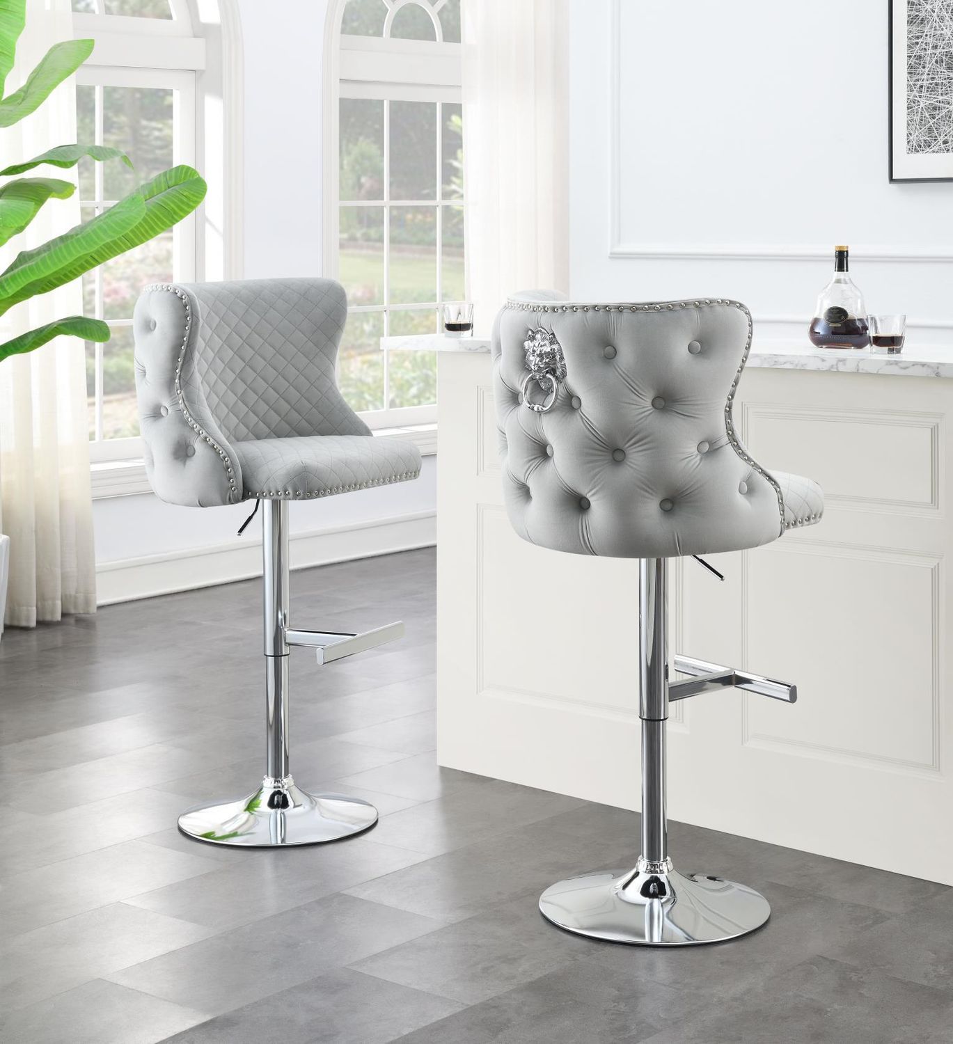 ST100 - Velvet Stool, Color: Gray