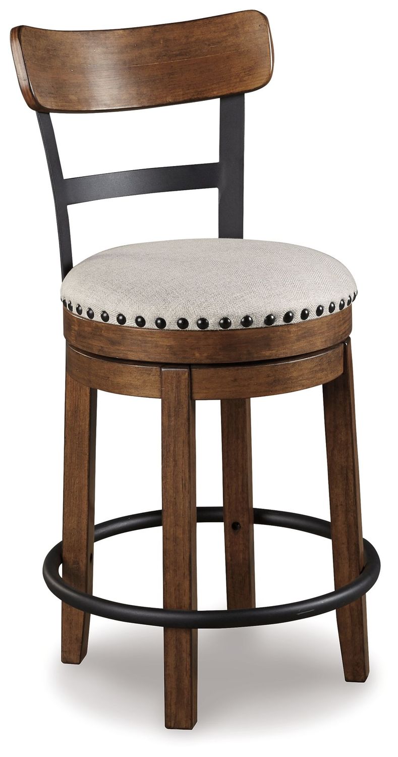 Valebeck - Full Back Swivel Stool, Color: Dark Brown