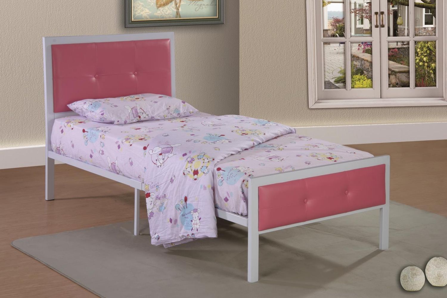 B628 - Padded Metal Bed, Size: Full