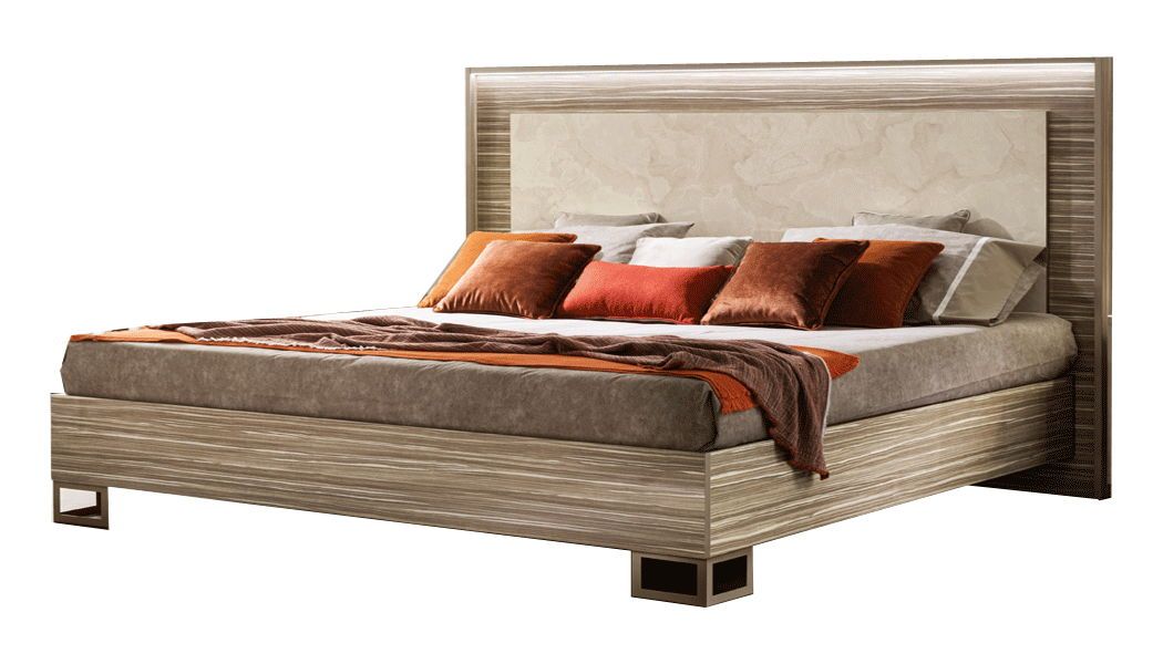 Luce - Bed With Wooden Headboard, Size: King