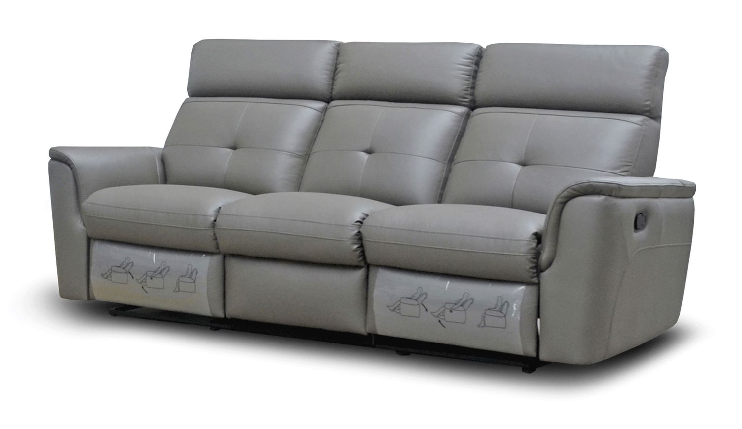8501 - Sofa With 2 Manual Recliners, Color: Dark Gray