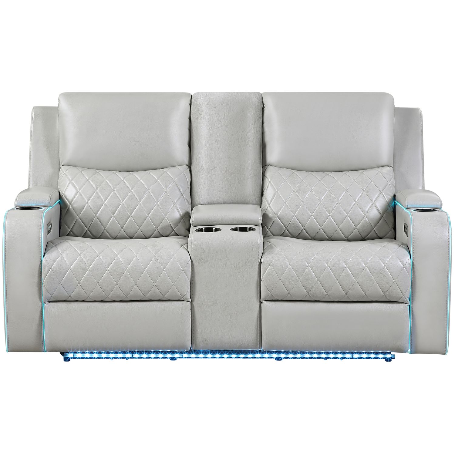 Luna - Power Console Loveseat, Color: Pearl Silver