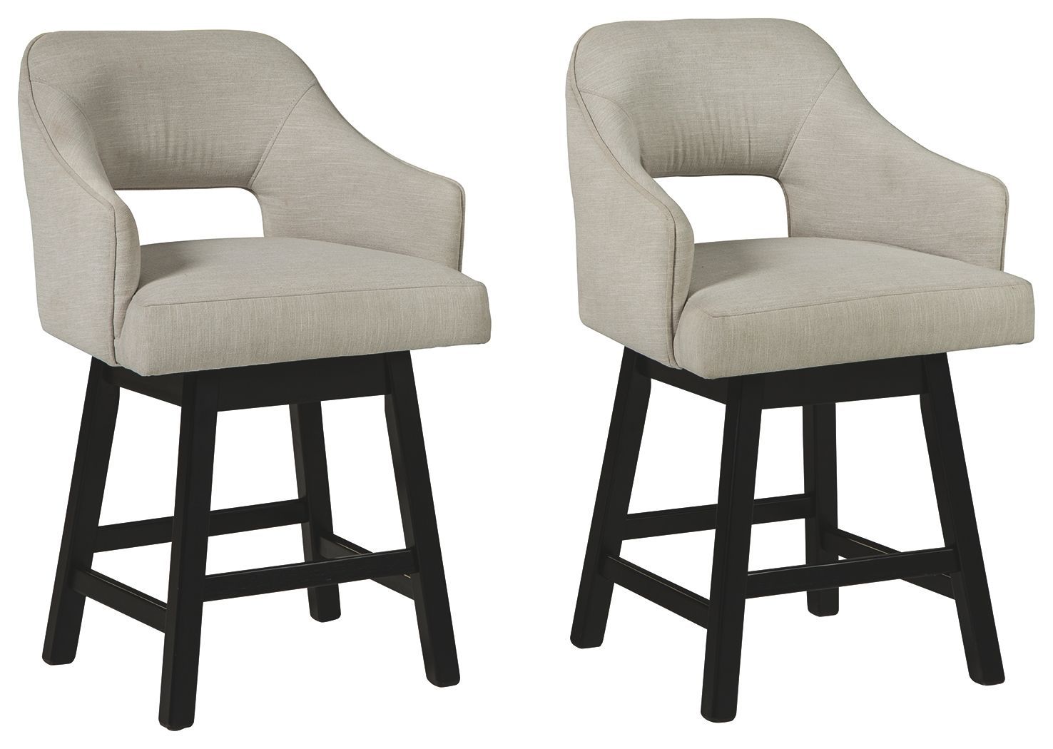 Tallenger - Upholstered Swivel Barstool (Set of 2), Color: Beige, Dimensions: 24''W x 23''D x 38''H