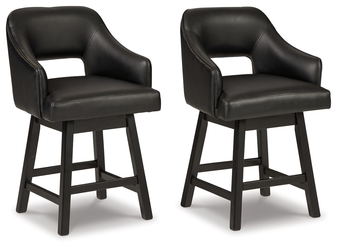 Tallenger - Upholstered Swivel Barstool (Set of 2), Color: Black, Dimensions: 24''W x 23''D x 38''H