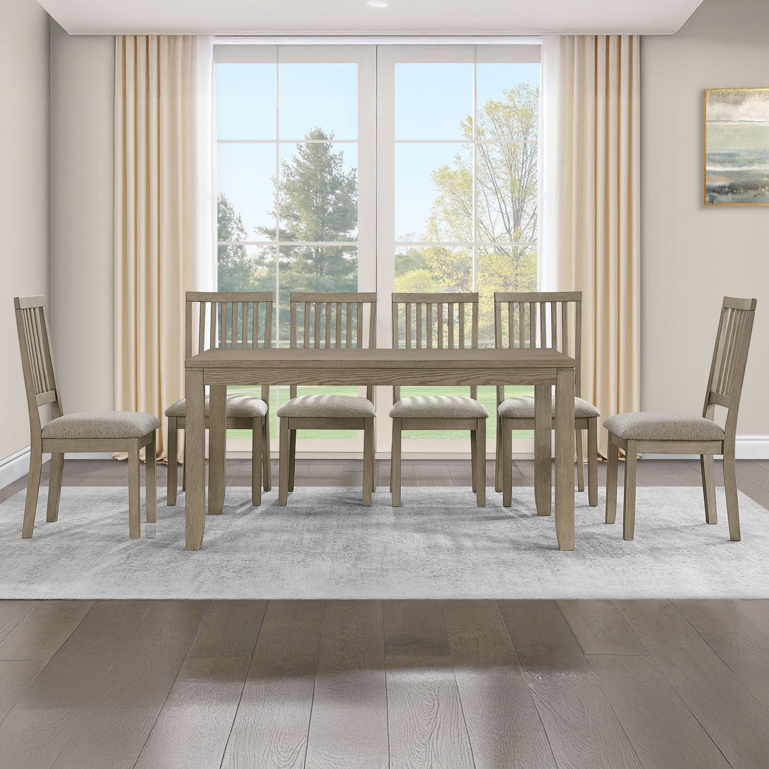 Yorktown - Dining Set, Color: Light Brown, Sets: 7 Pc. Table, 6 Chairs