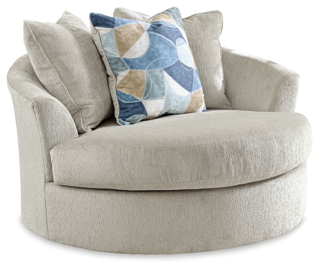 Maxon Place - Oversized Swivel Accent Chair, Color: Beige