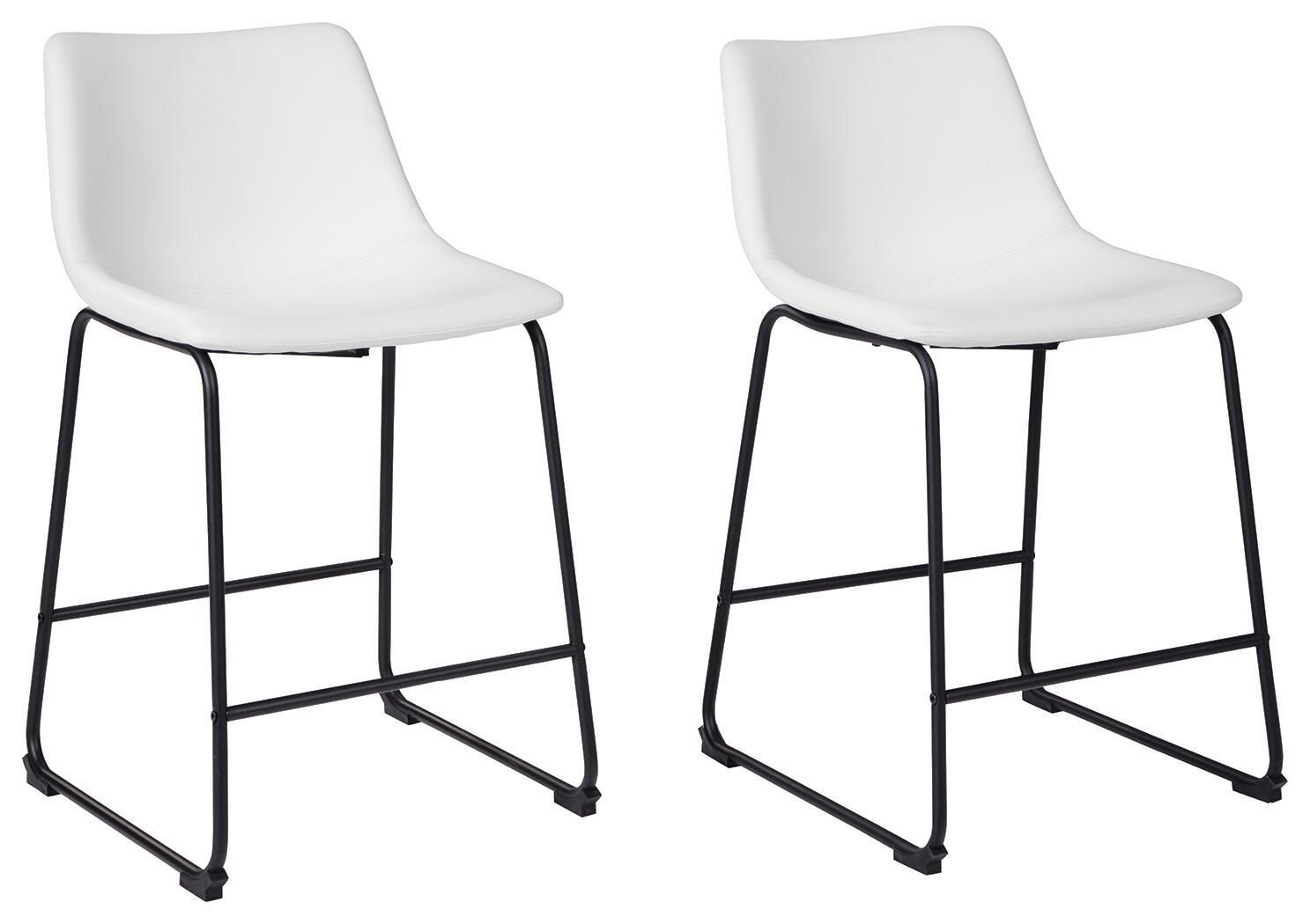 Centiar - Upholstered Barstool (Set of 2), Color: White, Dimensions: 19''W x 22''D x 35''H
