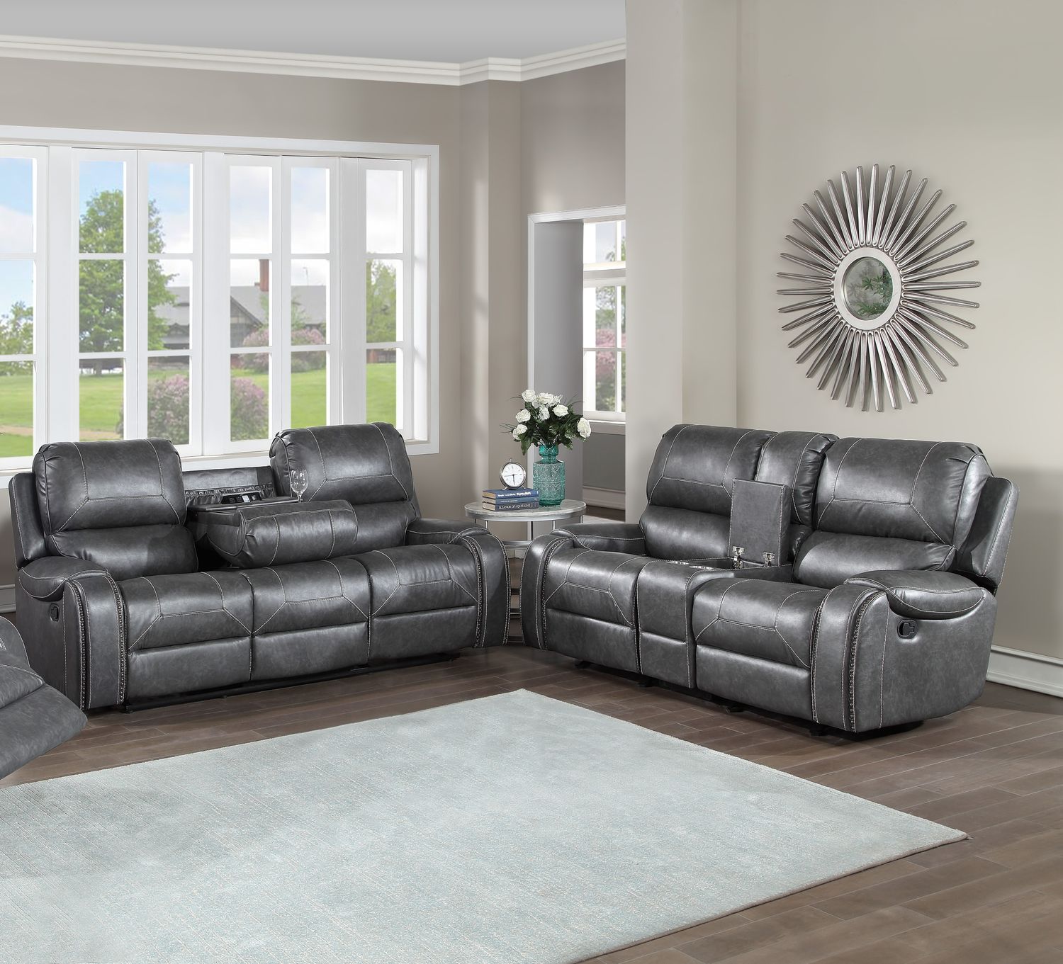 Keily - Reclining Living Room Set, Color: Dark Gray, Sets: 2 Pc. Sofa, Loveseat
