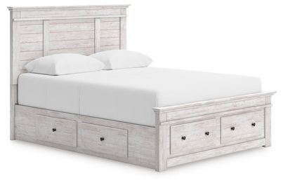 Makidern - Panel Storage Bed With Under Bed Storage Unit And Storage Footboard