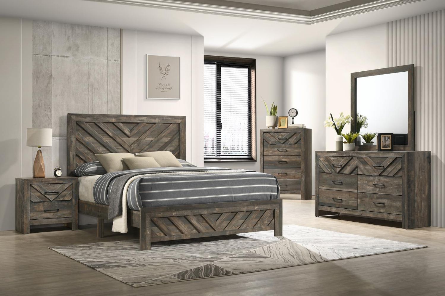 B500 - Bedroom Set, Sets: 3 Pc. Bed, Dresser, Mirror, Size: King