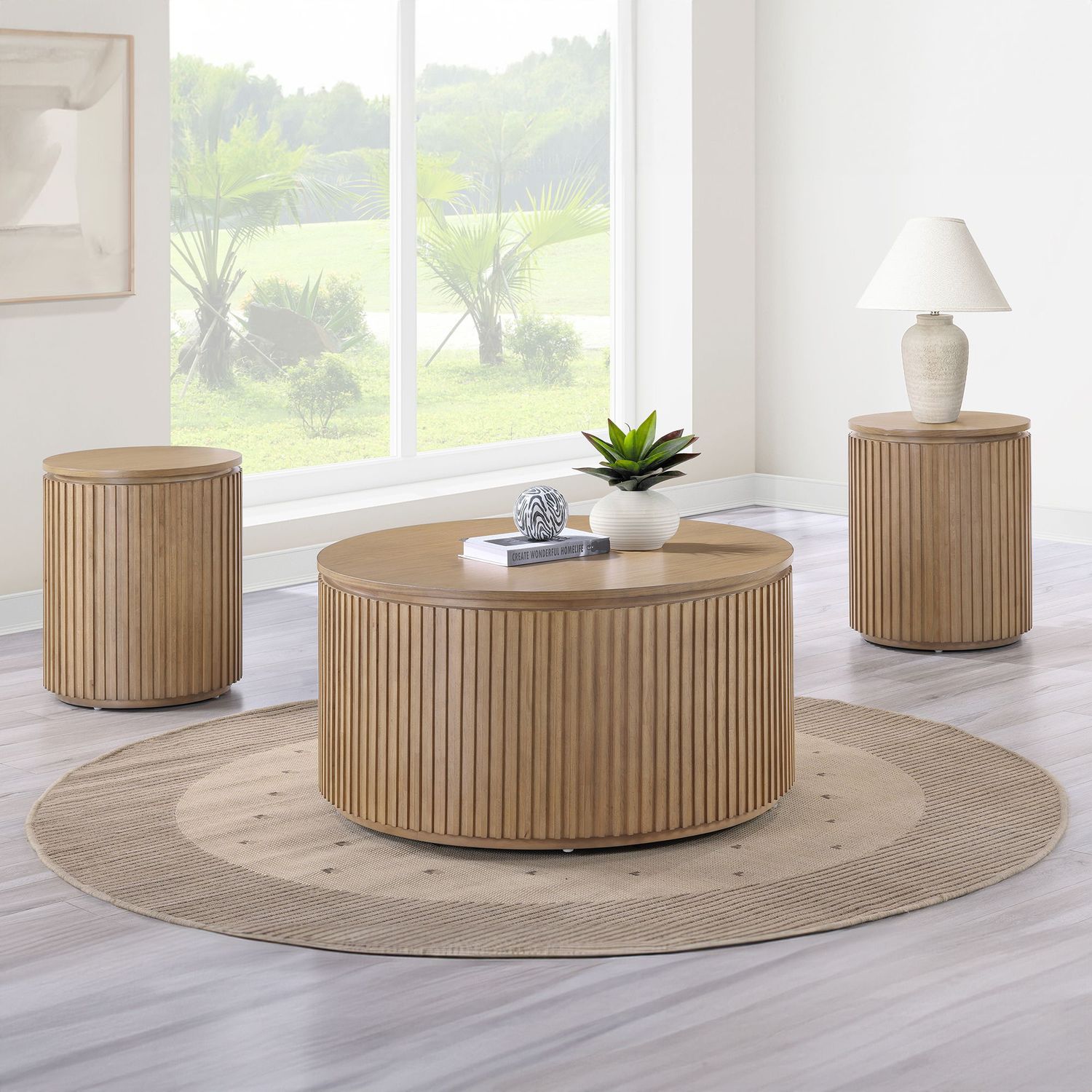 Colvin - 3 Piece Table Set, Color: Light Brown