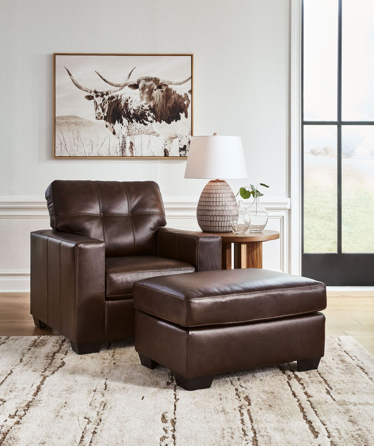 Santorine - Living Room Set, Color: Dark Brown, Sets: 2 Pc. Chair, Ottoman