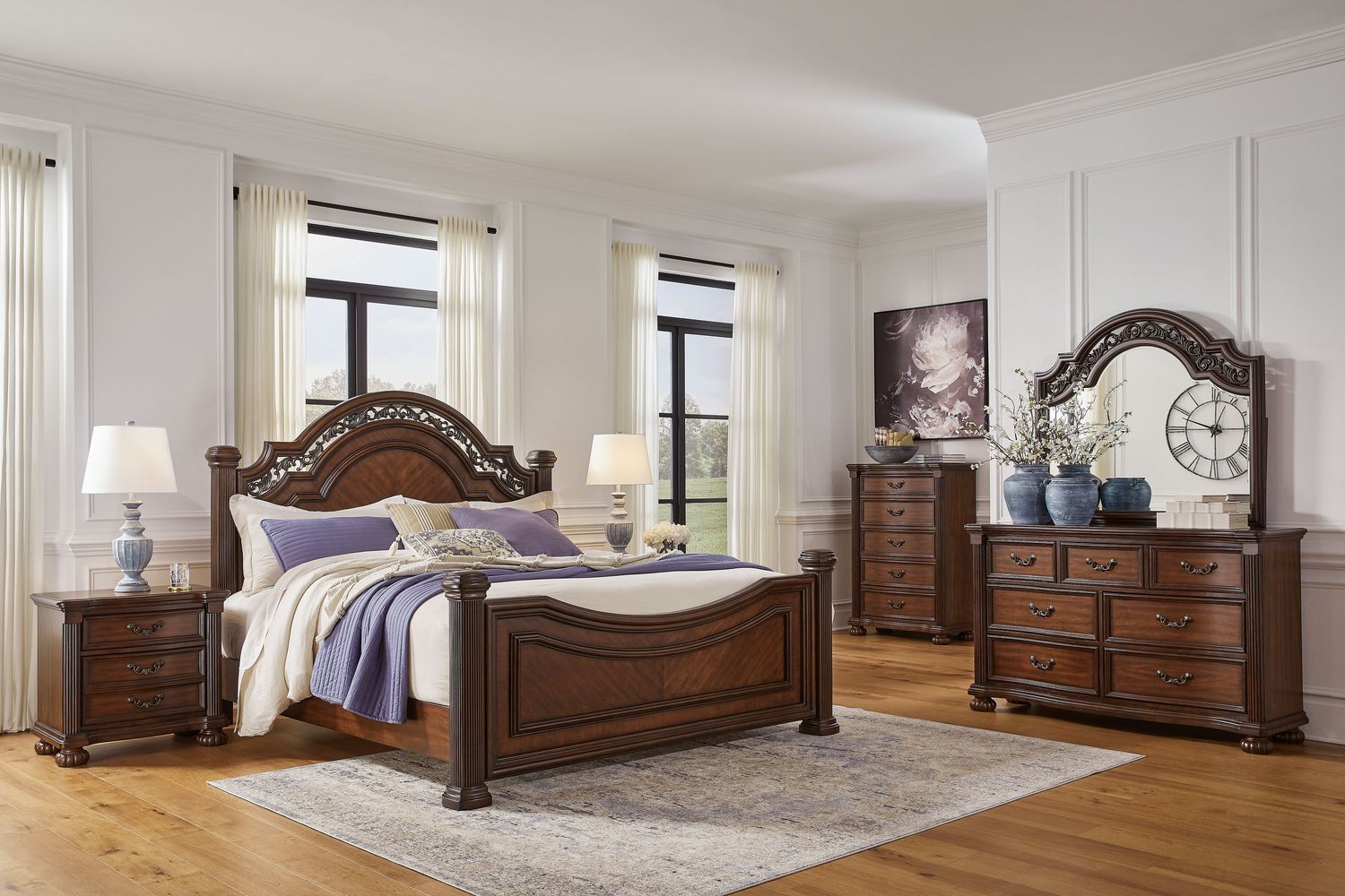 Lavinton - Bedroom Set, Sets: 6 Pc. Bed, Dresser, Mirror, Chest, Size: Queen