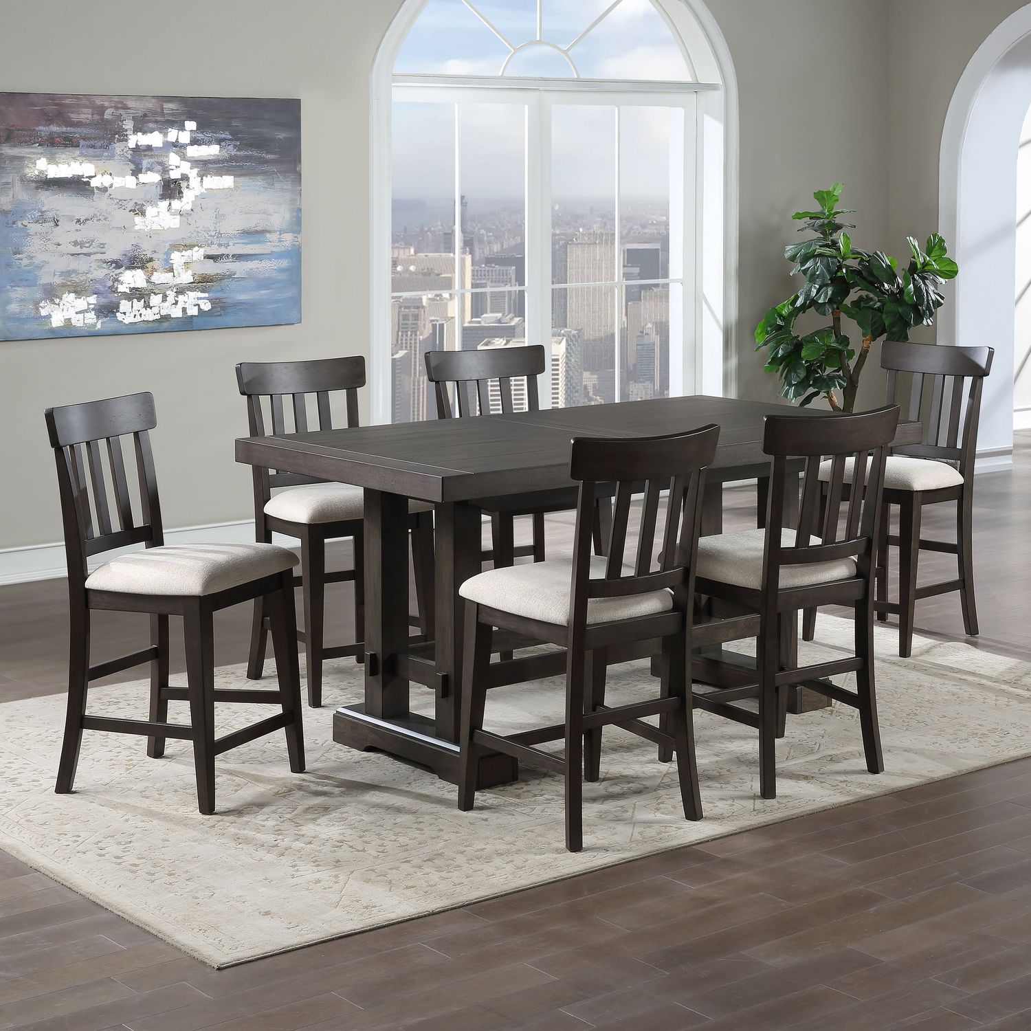 Napa - Counter Dining Set, Color: Dark Brown, Sets: 7 Pc. Table, 6 Chairs