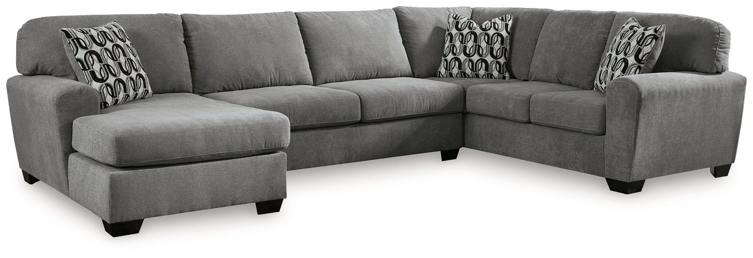 Birkdale Court - Sectional, Color: Gray, Configuration: 3 Pc. Left Arm Facing Corner Chaise Sectional