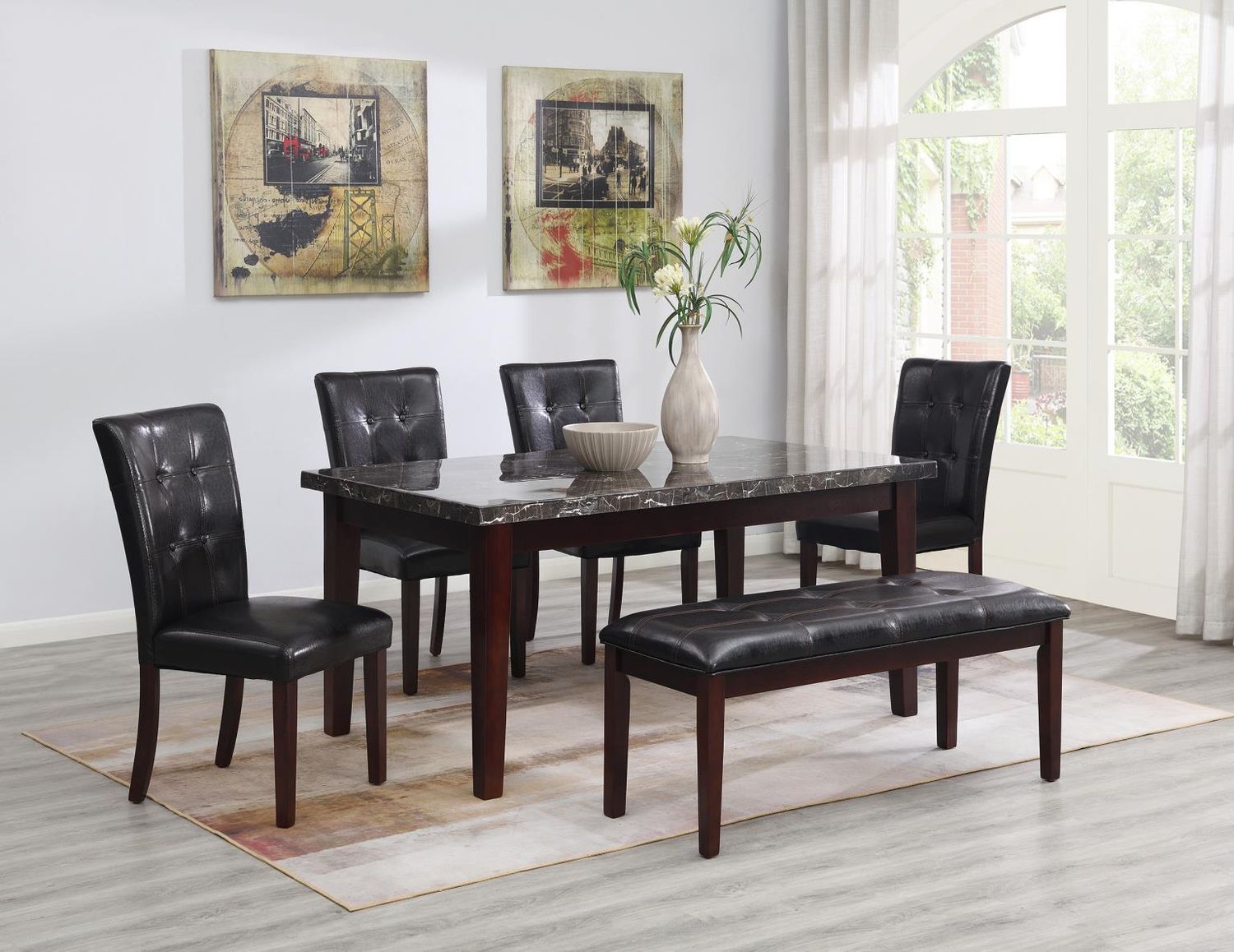 D128 - Dining Room Set, Sets: 6 Pc. Table, 4 Chairs, Bench
