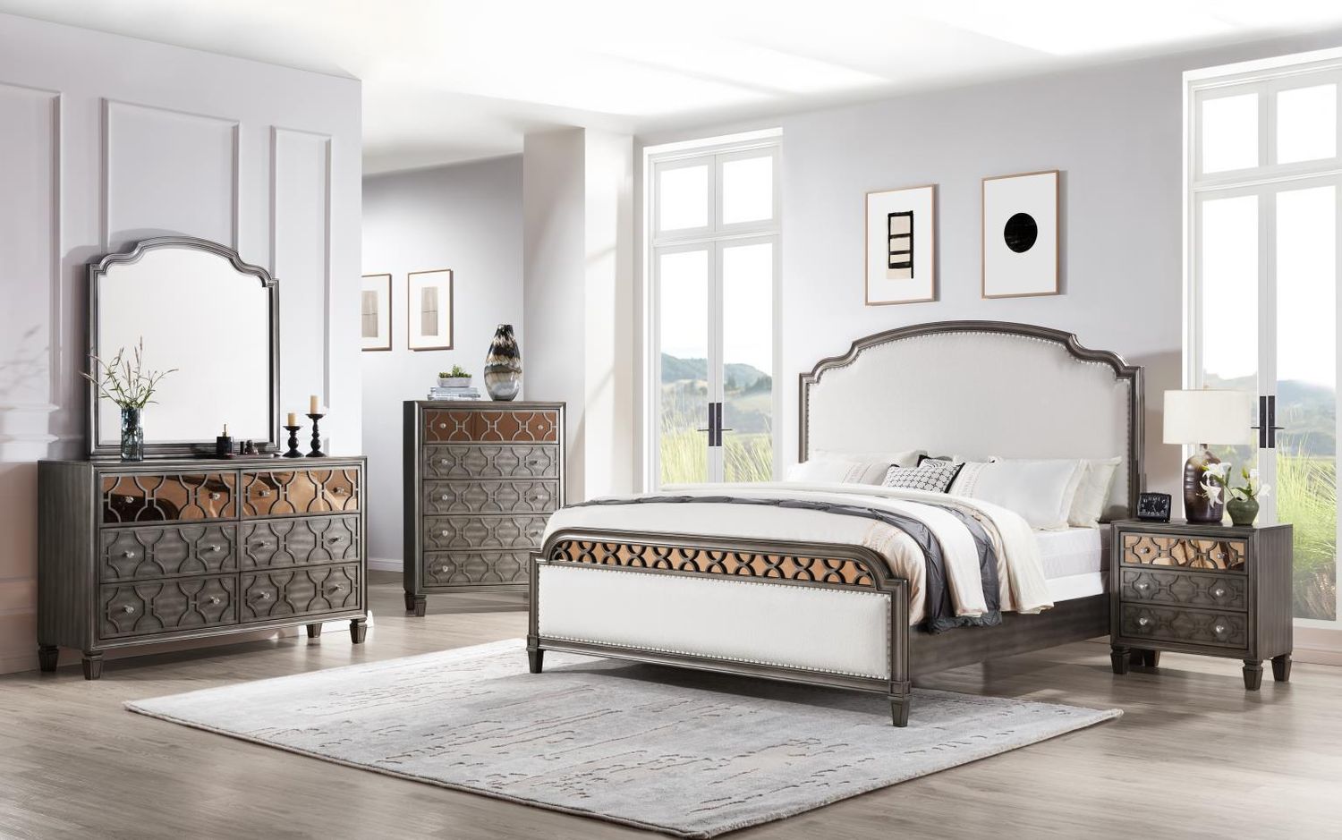 B086 - Bedroom Set, Sets: 3 Pc. Bed, Dresser, Mirror, Size: King