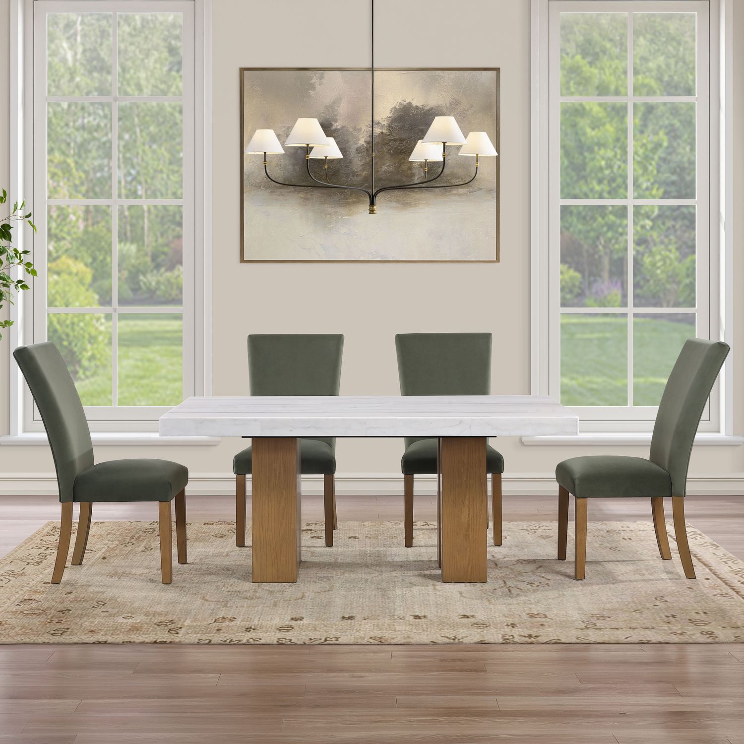 Artemis - Dining Room Set, Color: Dark Green, Sets: 5 Pc. Table, 4 Chairs
