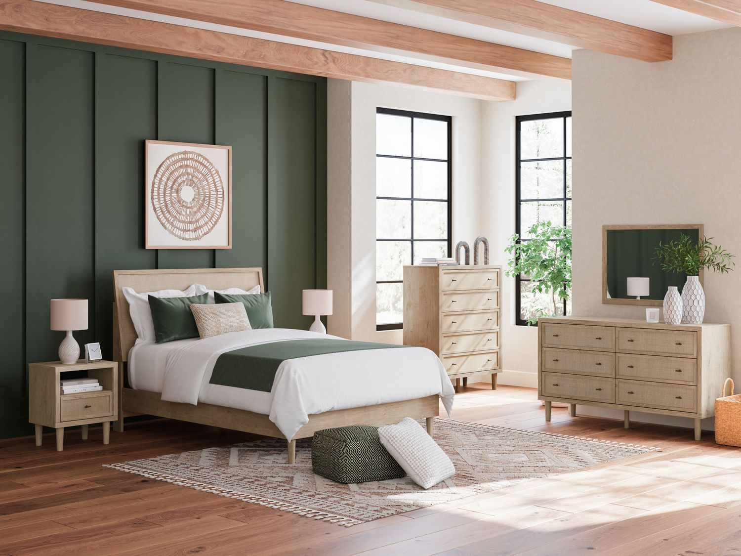 Cielden - Panel Bedroom Set, Sets: 8 Pc. Bed, Dresser, Mirror, Chest, 2 Nightstands, Size: Queen