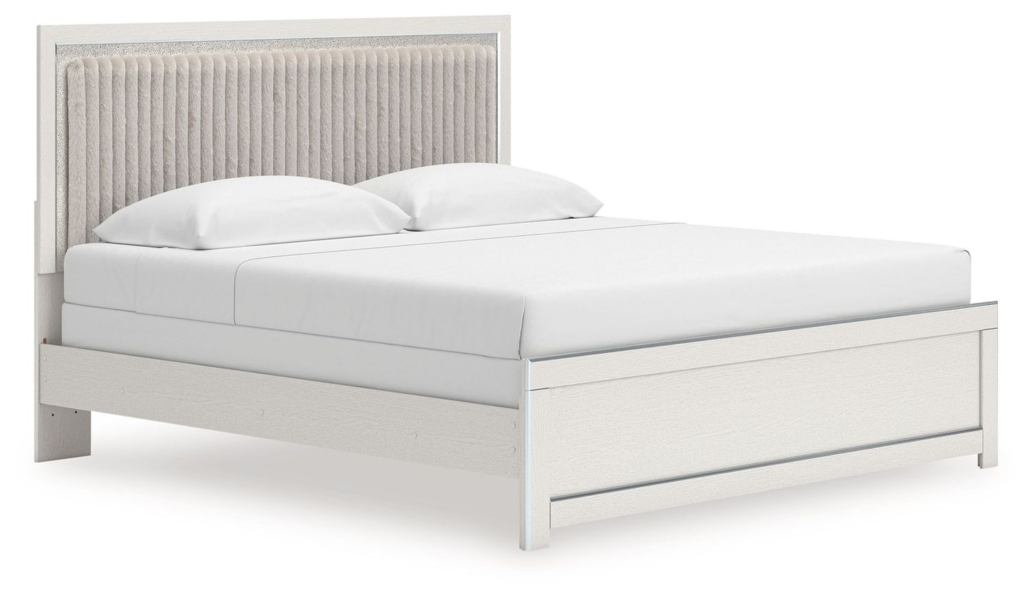 Zuraleus - Upholstered Panel Bed, Color: White, Size: King