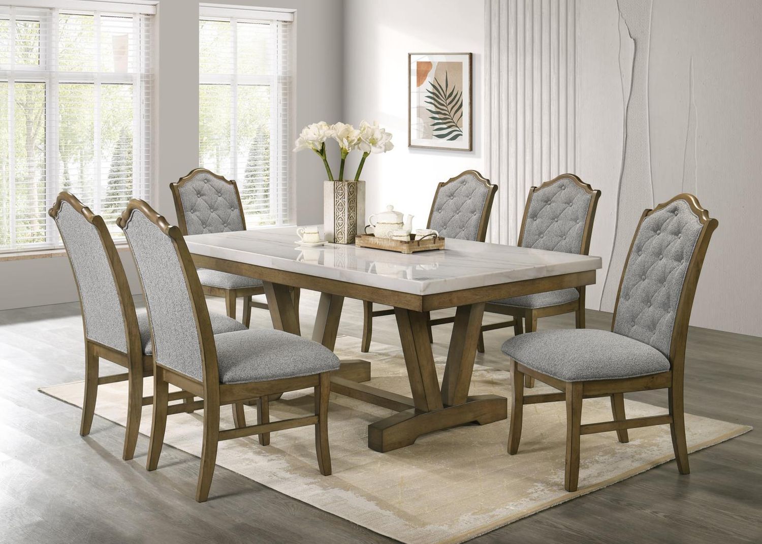 D074 - Dining Room Set, Sets: 7 Pc. Table, 6 Chairs