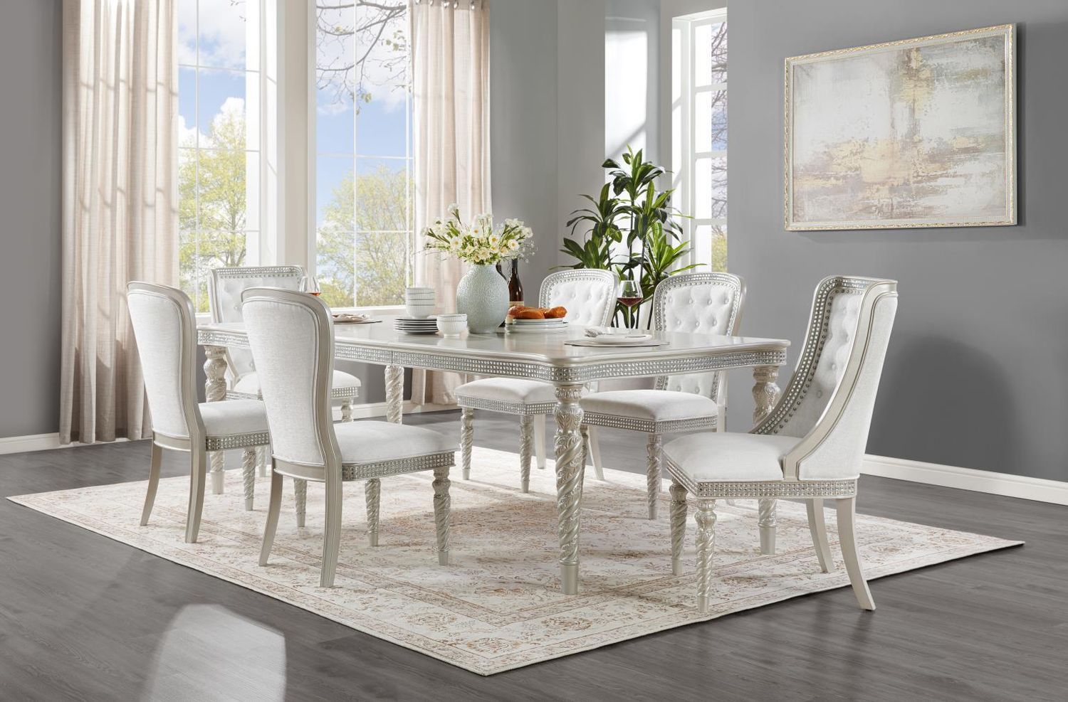 D033 - Dining Room Set, Sets: 7 Pc. Table, 4 Side Chairs, 2 Arm Chairs