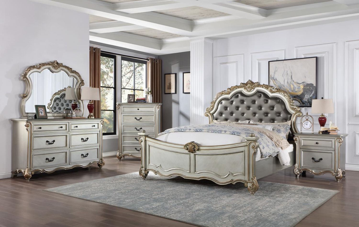 B060 - Bedroom Set, Sets: 3 Pc. Bed, Dresser, Mirror, Size: King