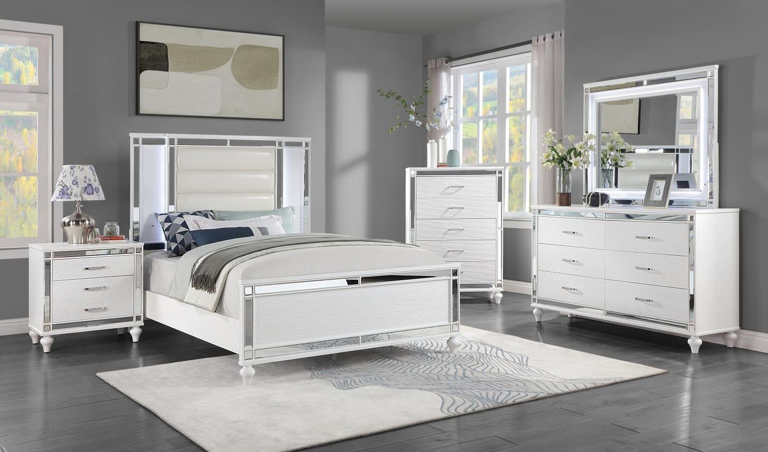 B224 - Bedroom Set, Sets: 3 Pc. Bed, Dresser, Mirror, Size: Queen