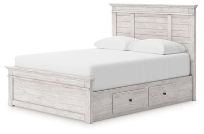 Makidern - Panel Storage Bed With 2 Under Bed Storage Units