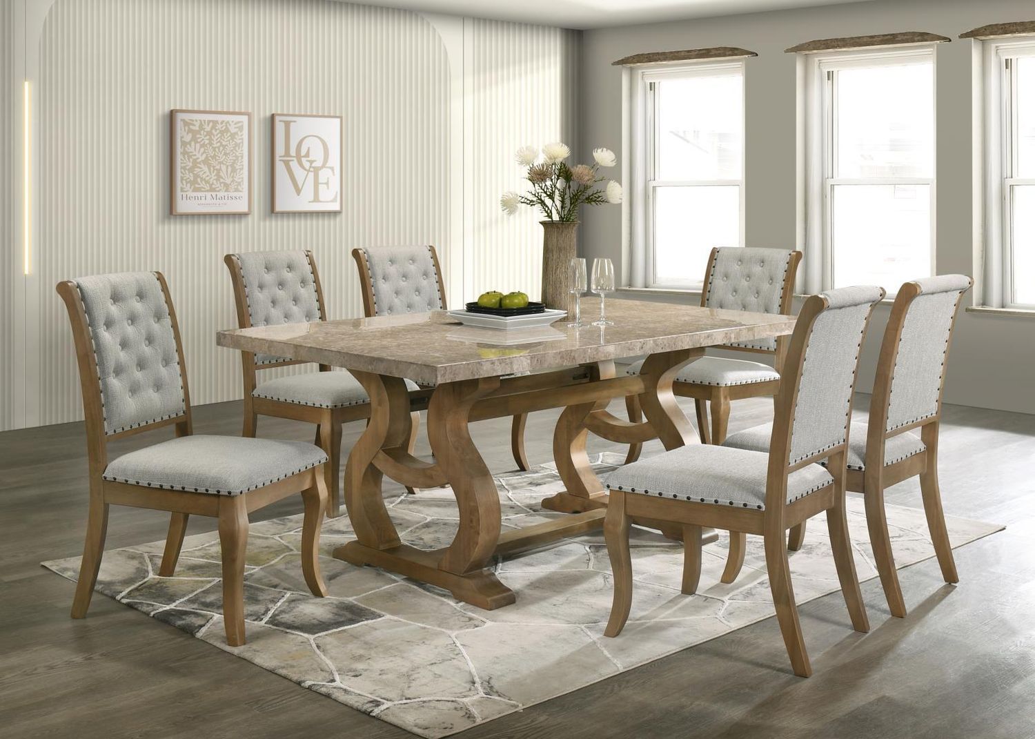 D072 - Dining Room Set, Sets: 7 Pc. Table, 6 Chairs