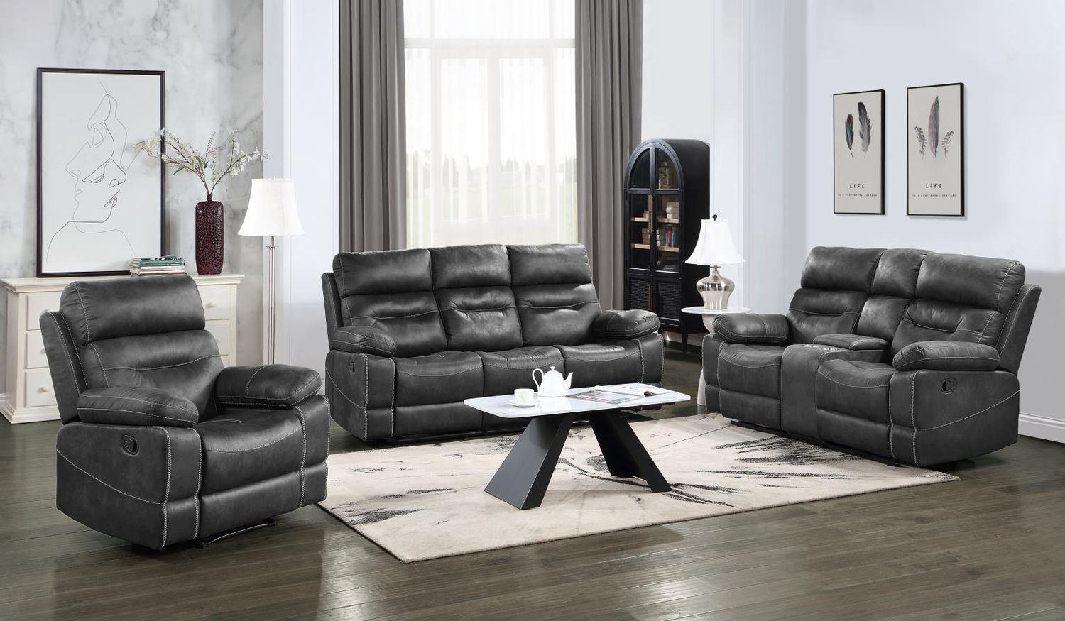U170 - Living Room Set, Sets: 3 Pc. Reclining Sofa, Loveseat, Recliner
