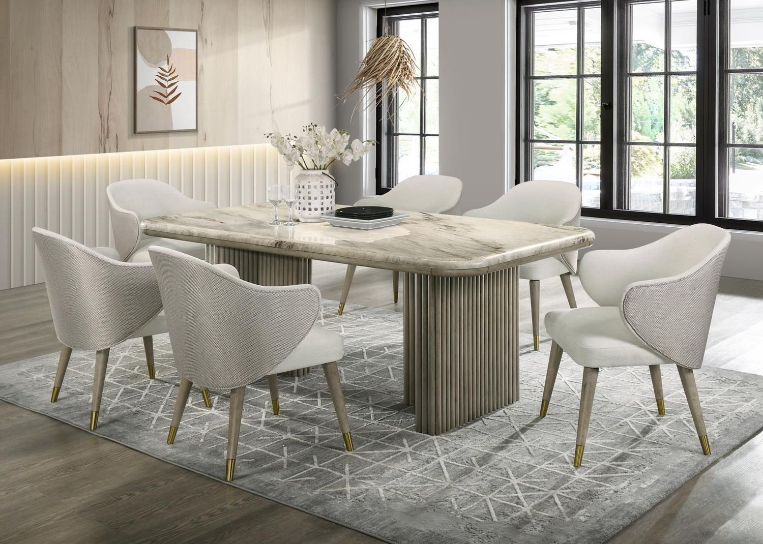 D070 - Dining Room Set, Color: Gray, Sets: 7 Pc. Table, 6 Chairs