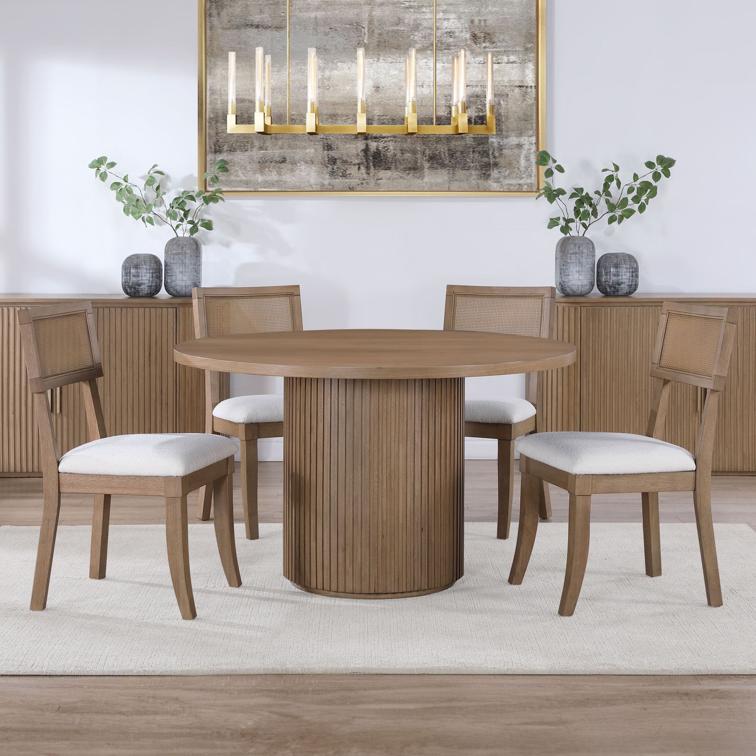 Colvin - Dining Set, Color: Light Brown, Sets: 5 Pc. Table, 4 Chairs