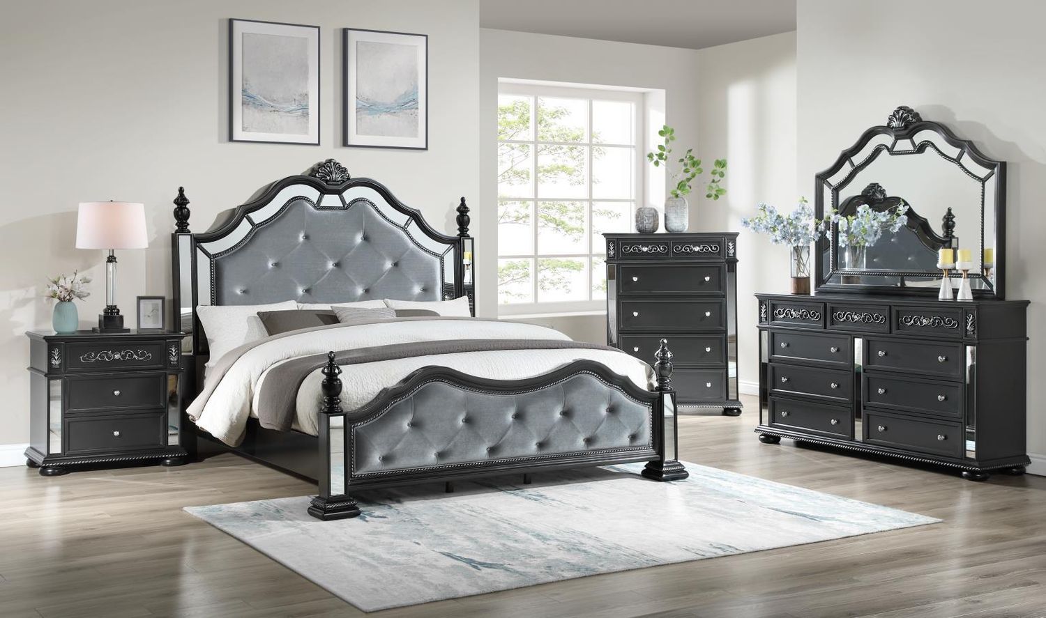 B091 - Bedroom Set, Sets: 3 Pc. Bed, Dresser, Mirror, Size: King