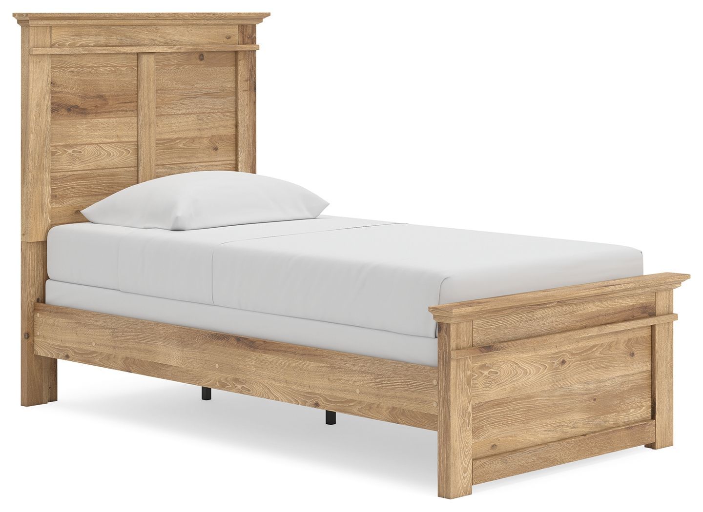 Makidern - Panel Bed, Color: Light Brown, Size: Twin