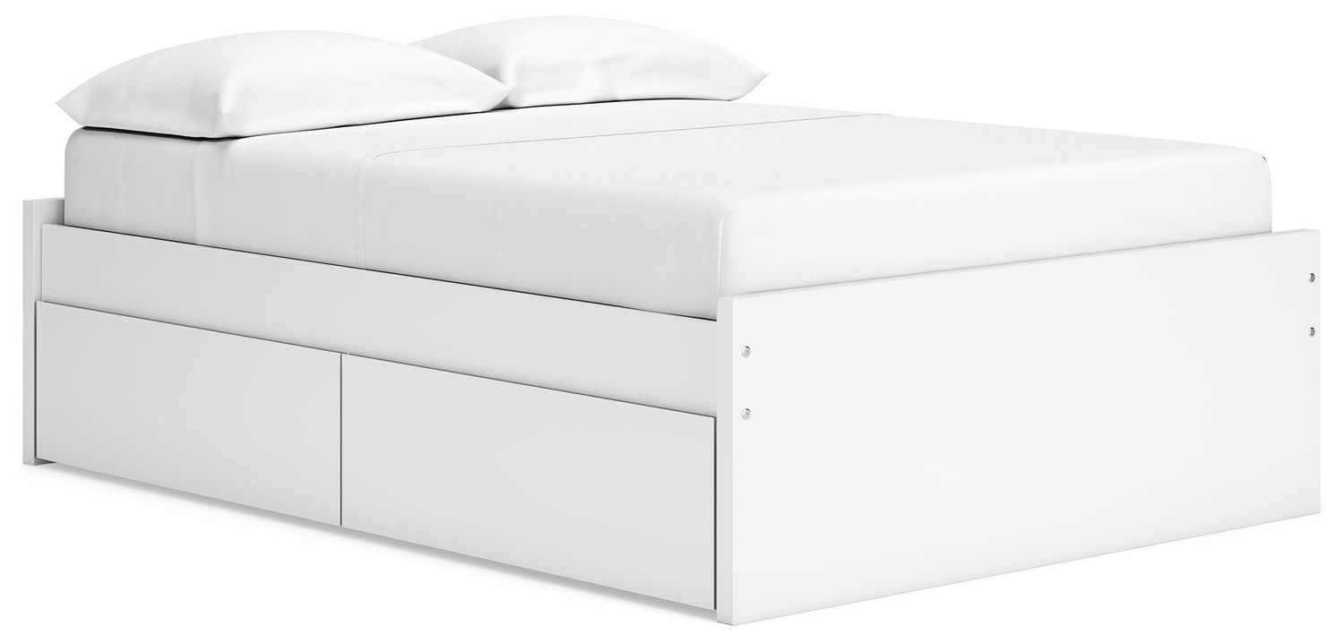 Onita - Platform Bed, Color: White, Size: Full, StorageOption: 1 Side Storage