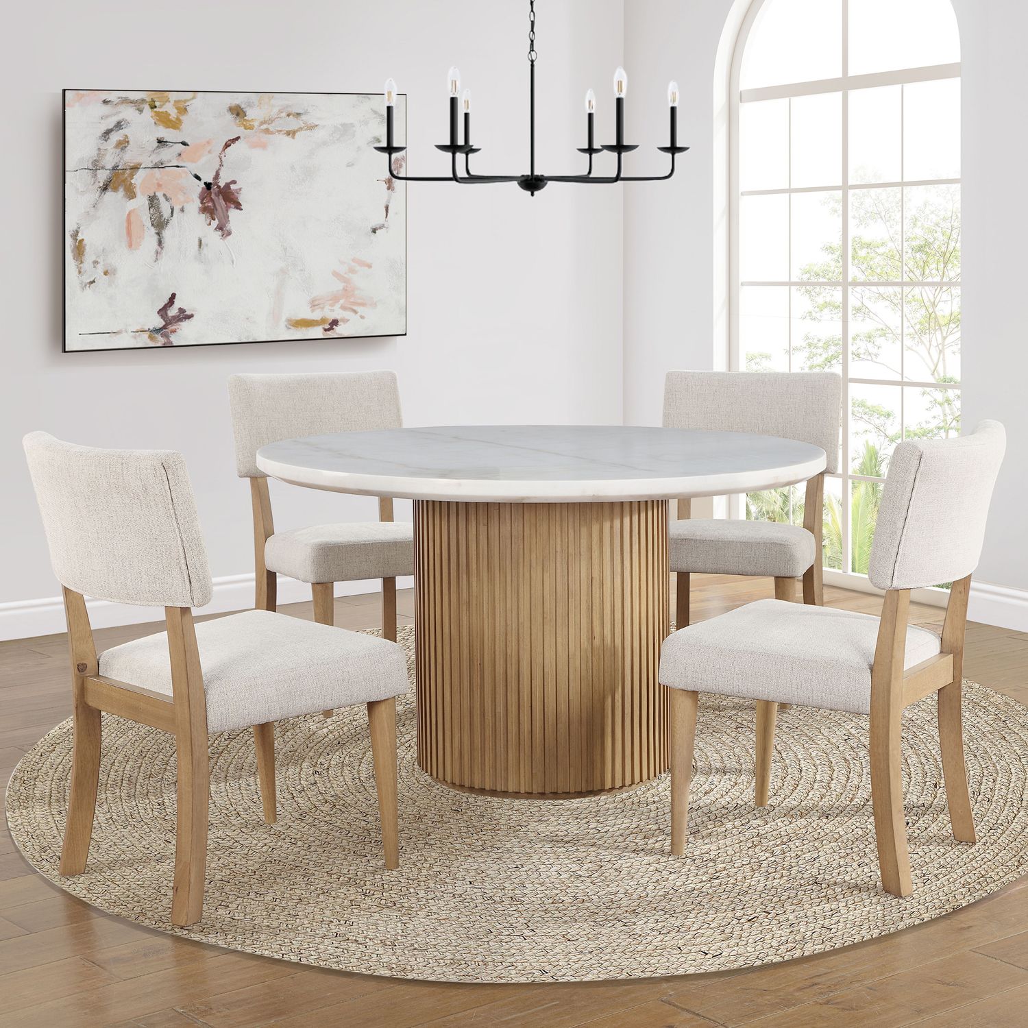 Colvin - Dining Set With Upholstered Chairs, Color: Light Brown
