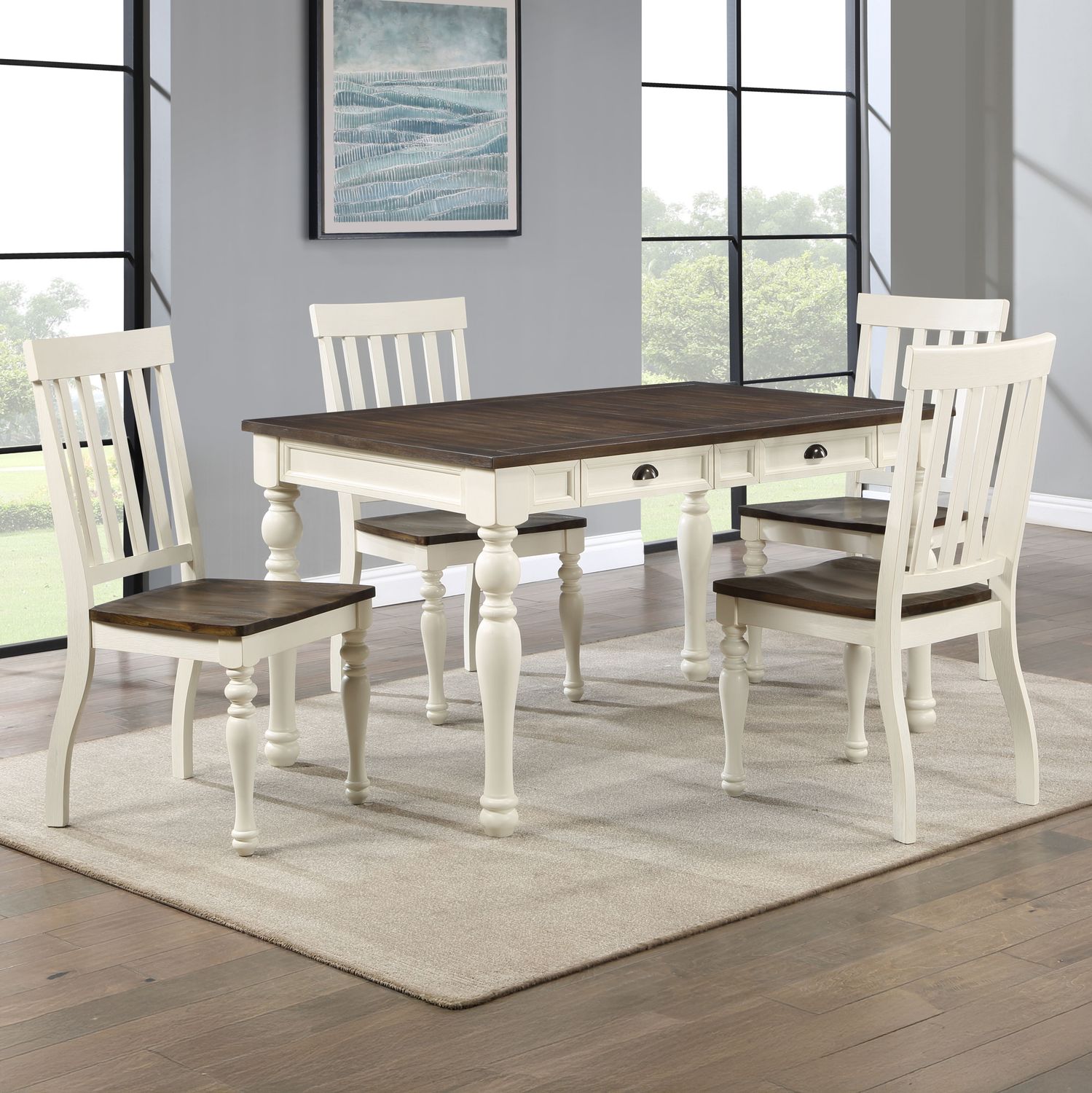 Joanna - Rectangular Dining Set, Sets: 5 Pc. Table, 4 Chairs