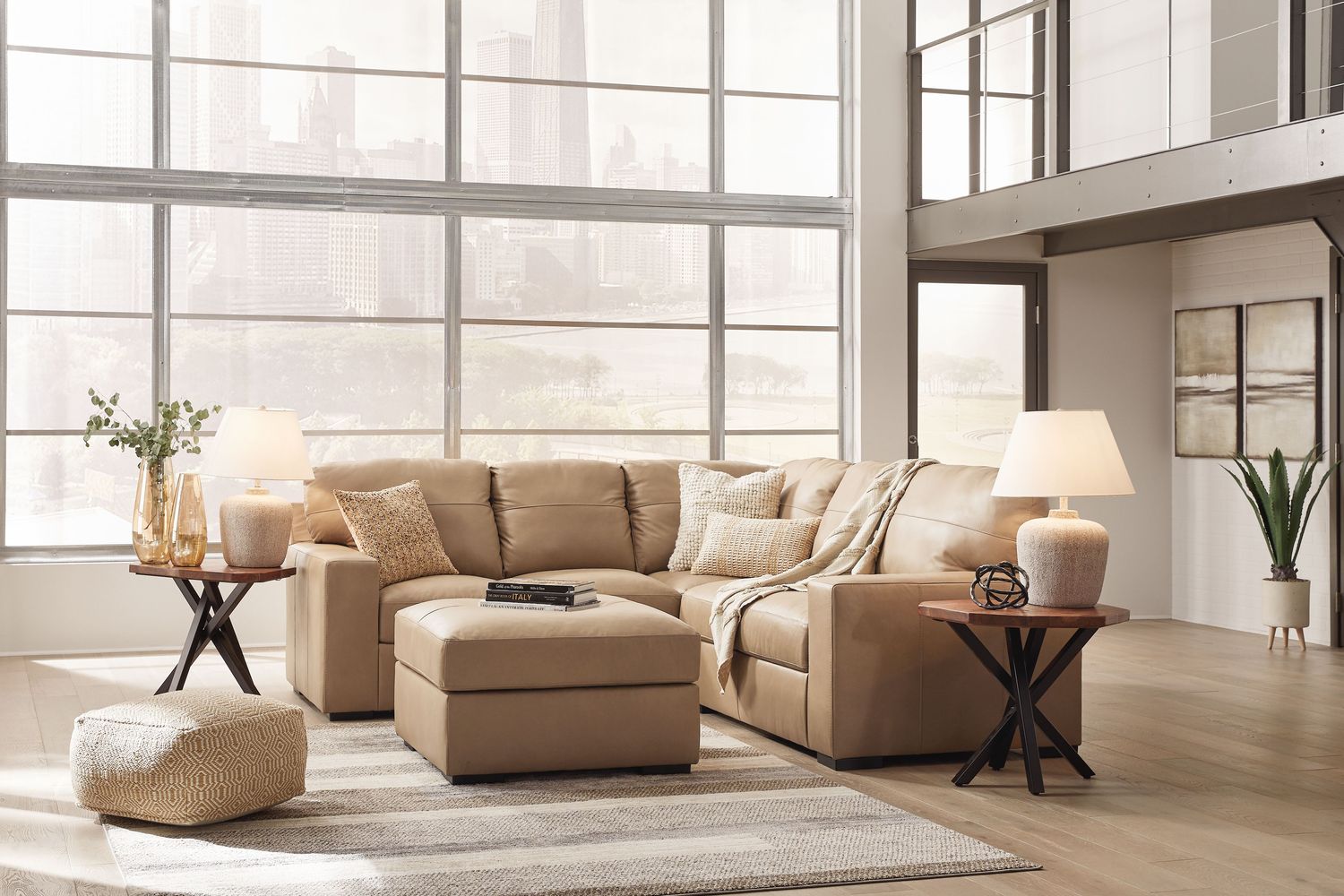 Bandon - Living Room Set, Sets: 3 Pc. - 2 Pc. Left Arm Facing Loveseat Sectional, Ottoman
