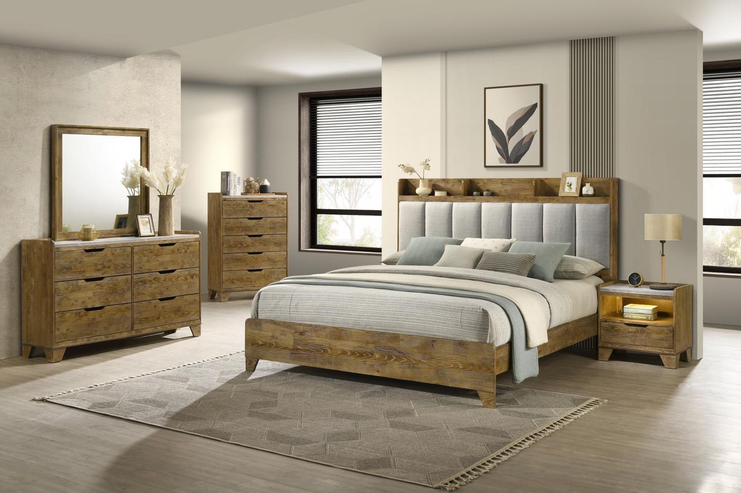 B275 - Bedroom Set, Sets: 5 Pc. Bed, Dresser, Mirror, Chest, Nightstand, Size: King