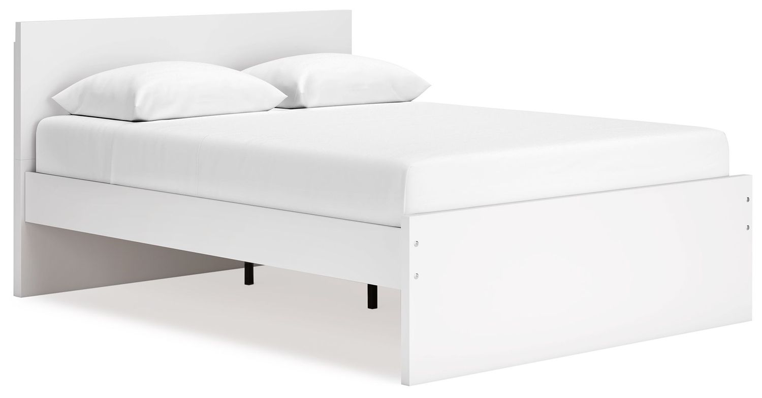 Onita - Panel Platform Bed, Color: White, Size: Queen, StorageOption: None