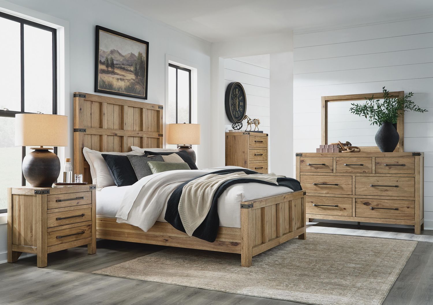 Ridgester - Panel Bedroom Set, Sets: 6 Pc. Bed, Dresser, Mirror, Chest, Size: Queen