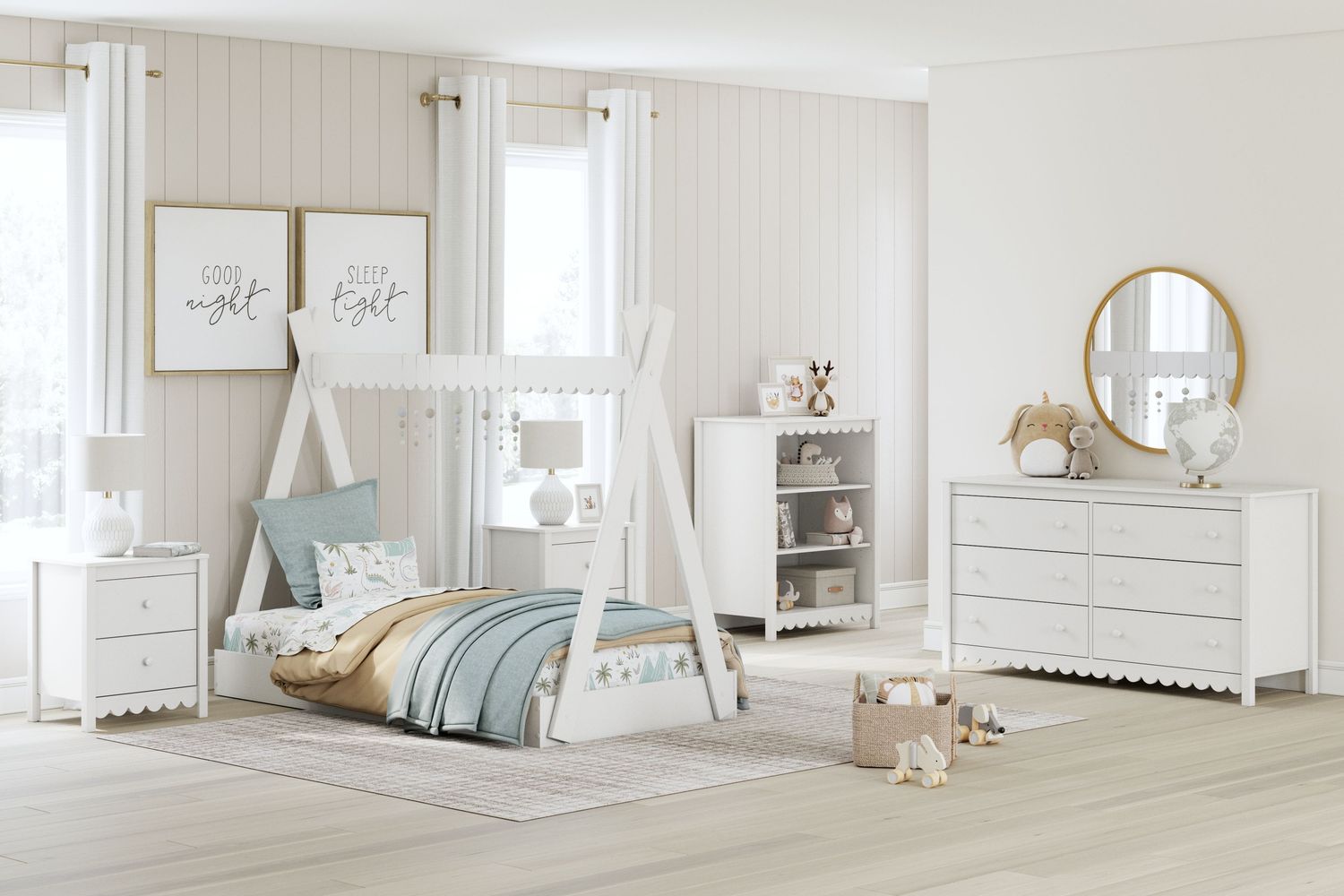 Hallityn - Tent Complete Bed Set, Sets: 2 Pc. Bed, Bookcase, Size: Twin