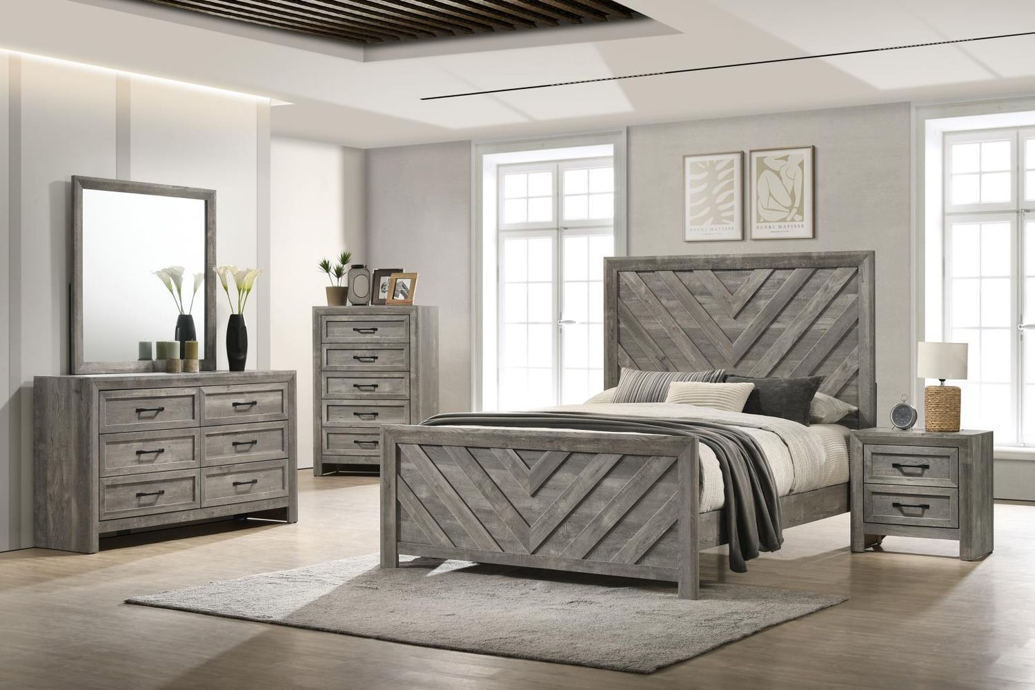 B402 - Bedroom Set, Sets: 3 Pc. Bed, Dresser, Mirror, Size: King