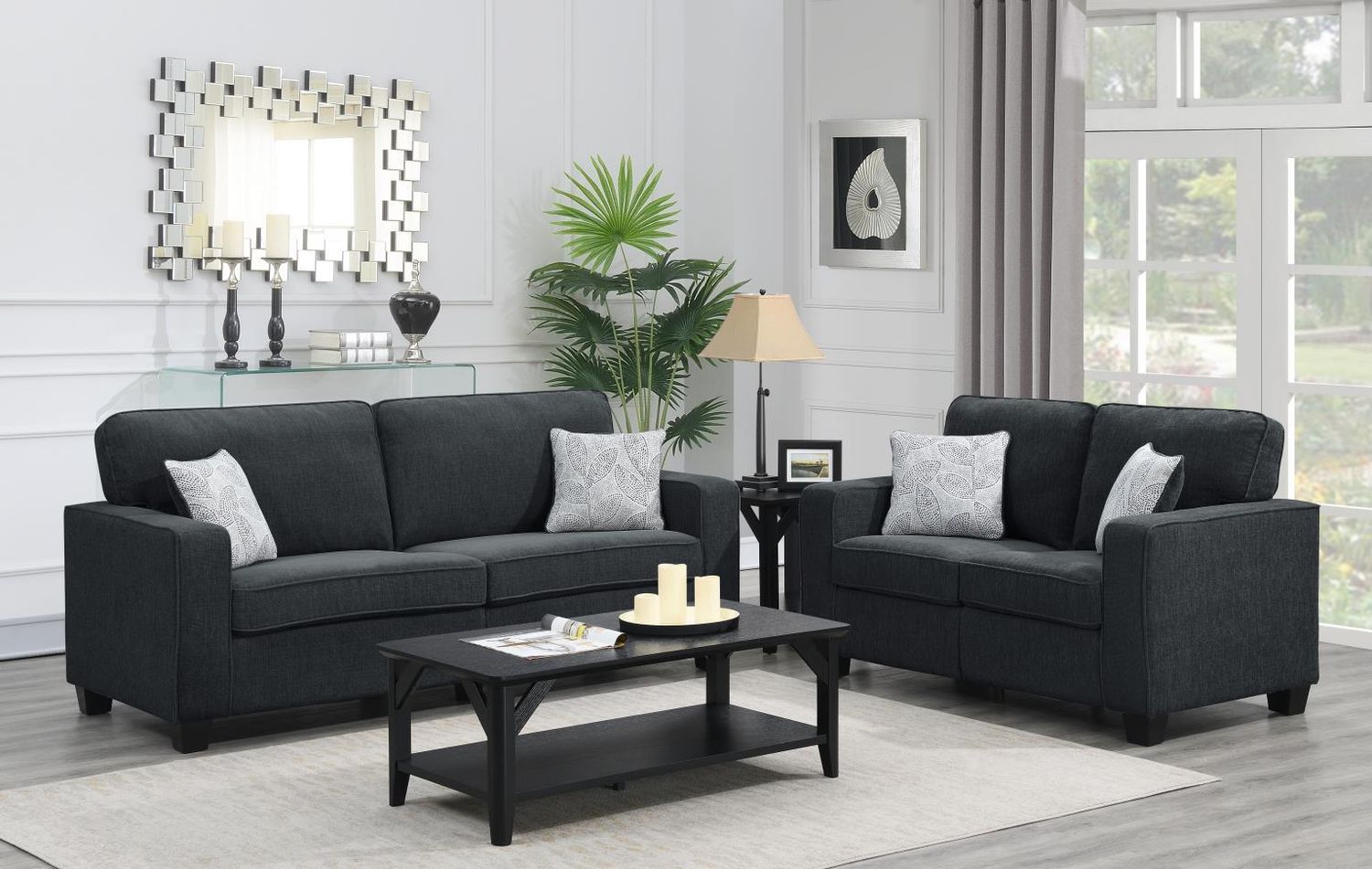 U510 - Living Room Set, Color: Dark Gray, Sets: 2 Pc. Sofa, Loveseat