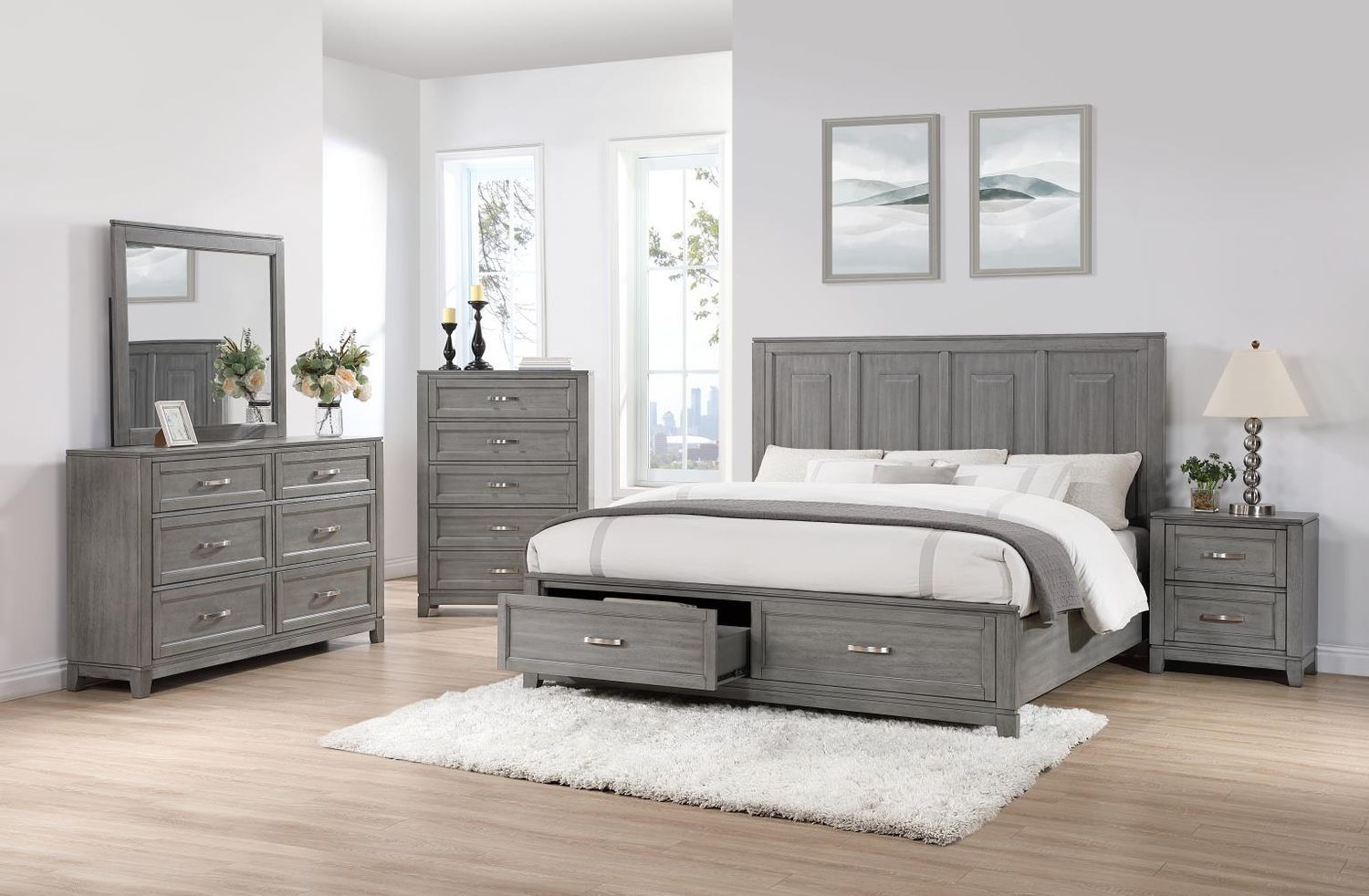 B237 - Bedroom Set, Sets: 3 Pc. Bed, Dresser, Mirror, Size: King