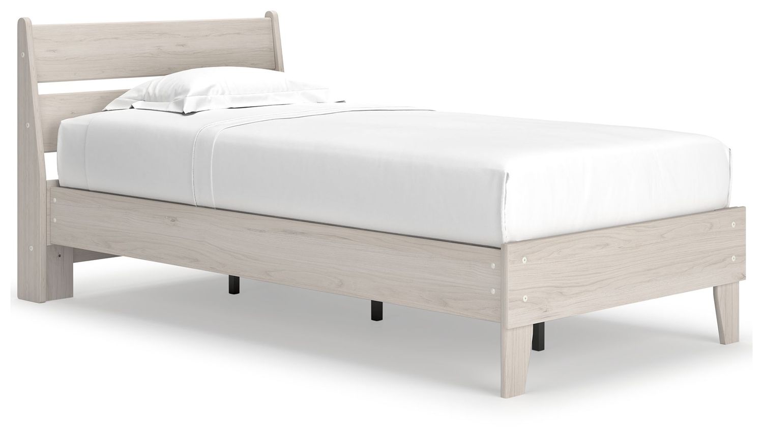 Socalle - Panel Platform Bed, Color: Beige, Size: Twin