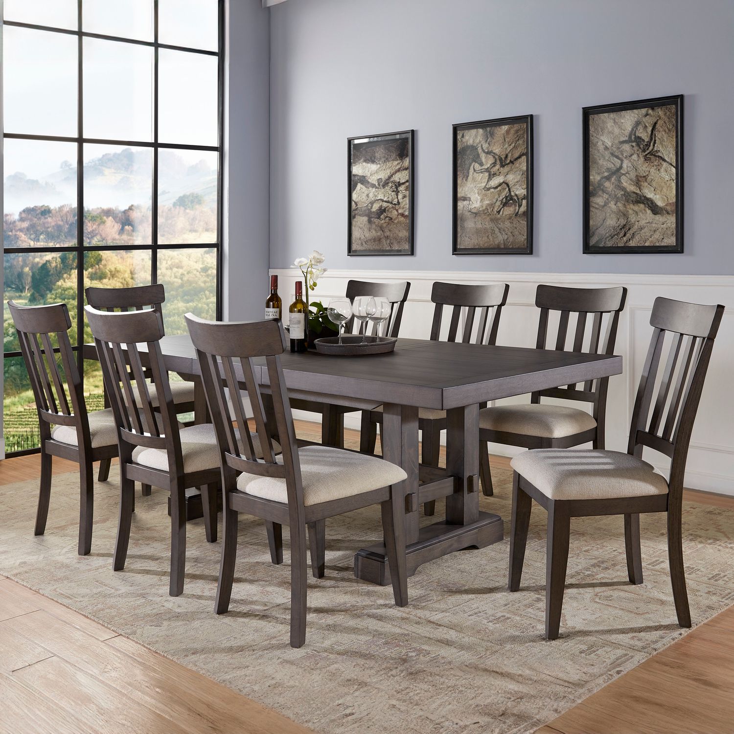 Napa - Dining Set, Color: Dark Brown, Sets: 9 Pc. Table, 8 Chairs