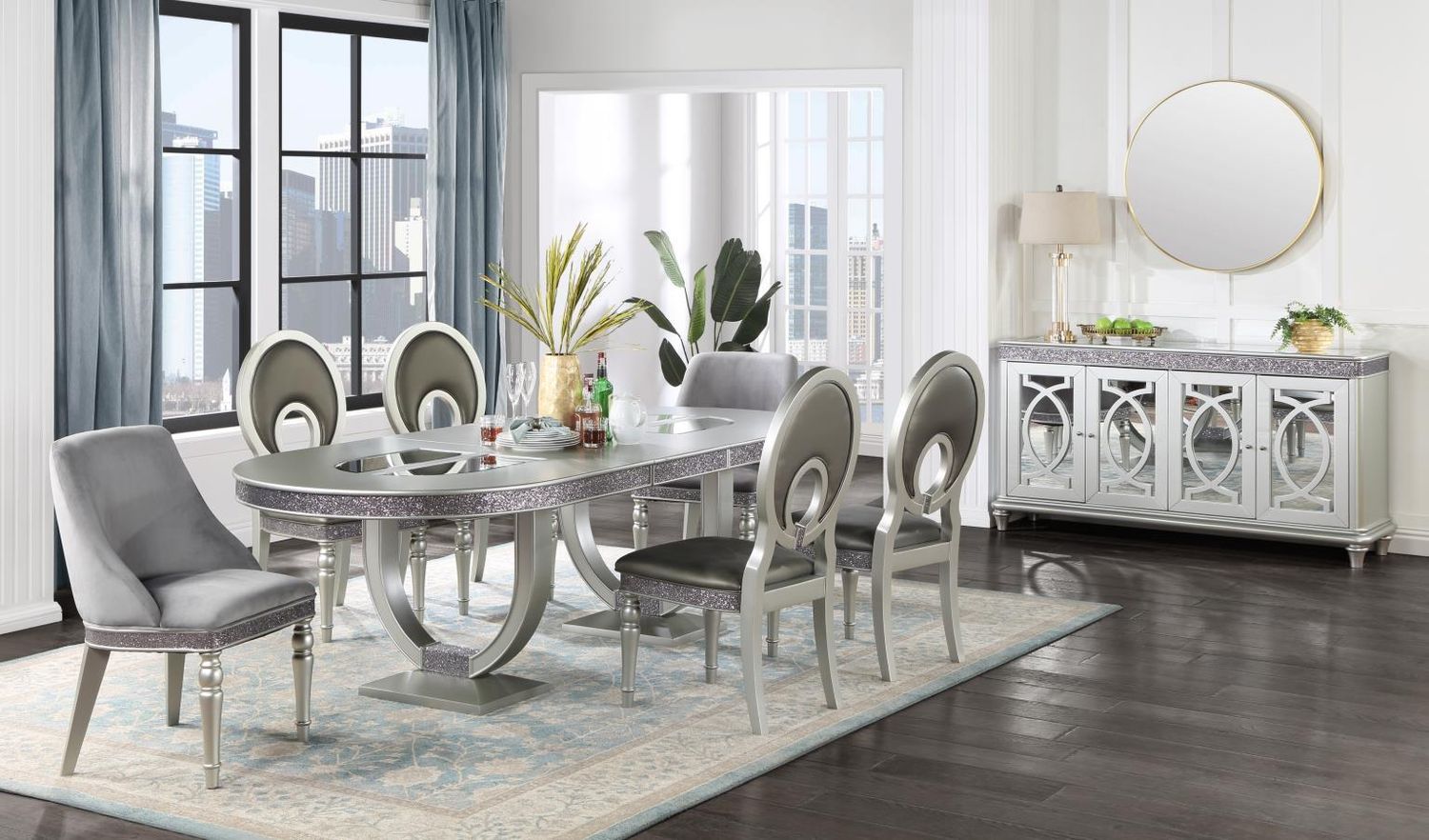 D107 - Dining Room Set, Sets: 7 Pc. Table, 4 Side Chairs, 2 Arm Chairs